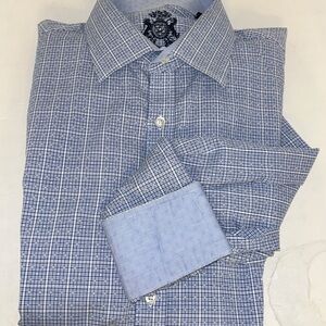 English Laundry Mens Dress Shirt 18 XXL Blue White Plaid VERY NICE!